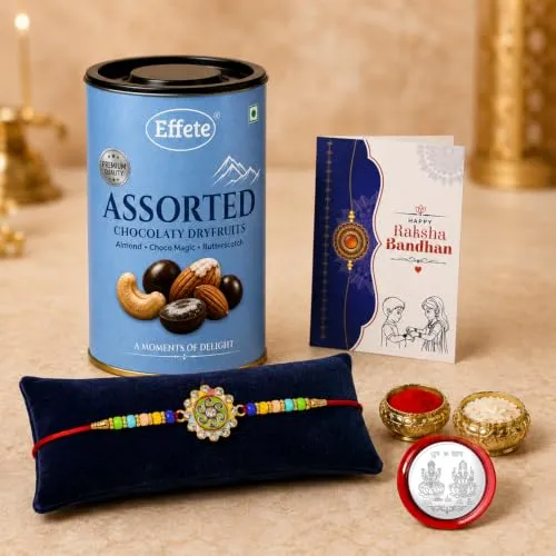 Premium Raksha Bandhan Gift Combo – Spiral Rakhi with Assorted Choco 96gm, Pack of 5 - Buy Online at Alikart