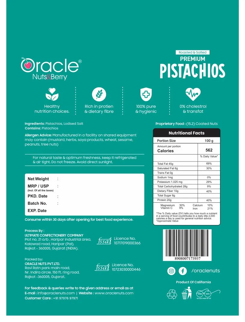 Roasted & Salted Pistachios – Crunchy Healthy Snack 250gm - Detailed Feature View 4