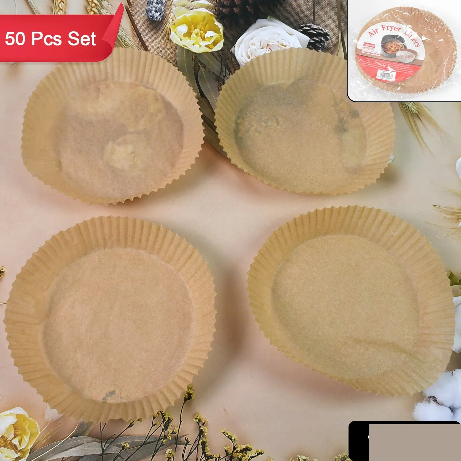 Air Fryer Liners – Round Disposable Parchment (50 Pcs) | Dabster - Detailed Feature View 1