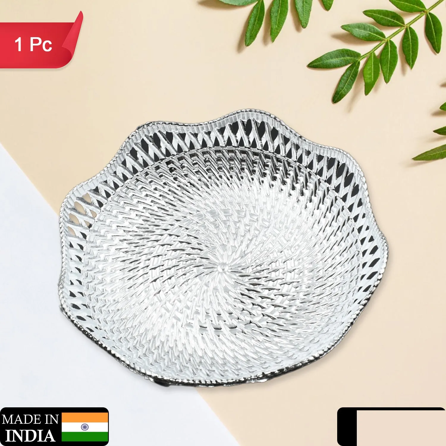 Mukhwas Serving Tray – Durable Plastic, Traditional Round 18cm - Detailed Feature View 1