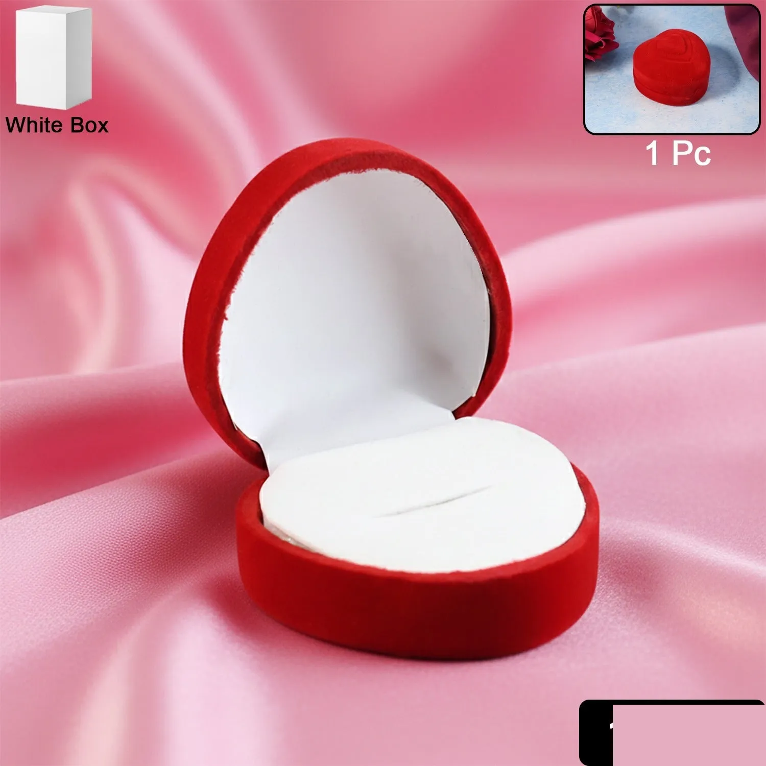 Heart-Shaped Velvet Jewellery Ring Box – Elegant Luxury Gift Case - Detailed Feature View 1