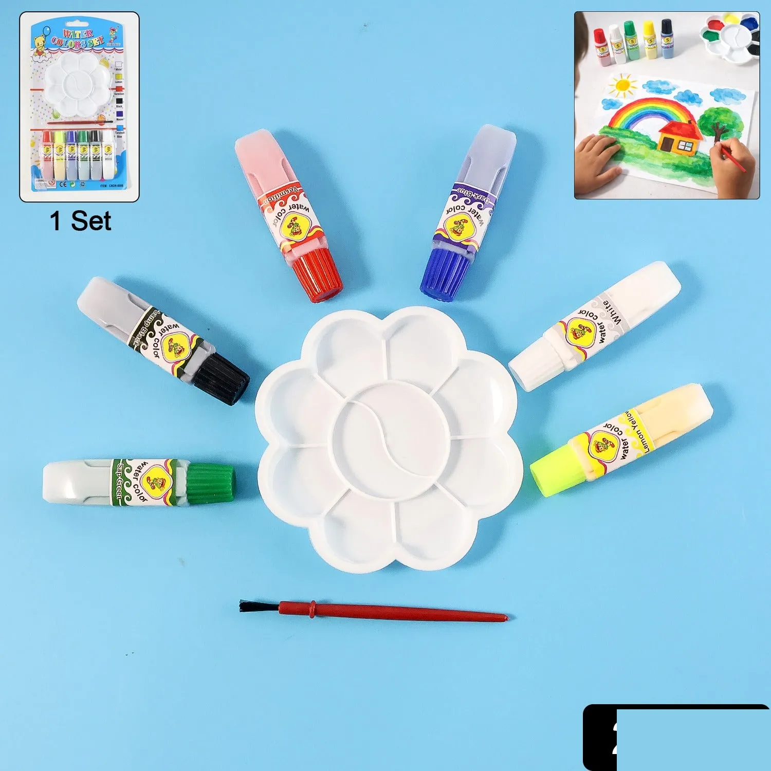 Kids Water Colour Painting Set – Complete Art Kit with Brush & Palette - Detailed Feature View 1