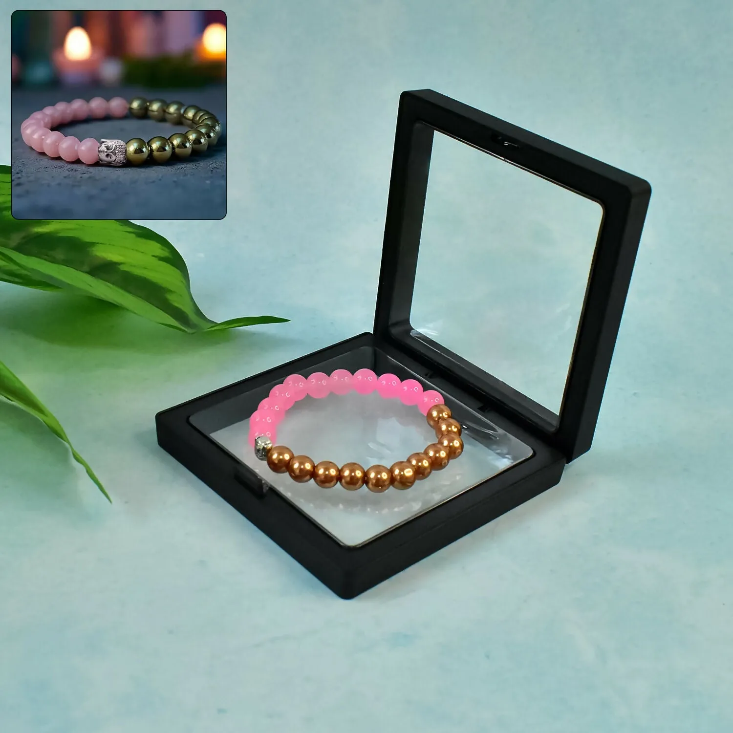 Premium Dual-Tone Pink Gold Beaded Bracelet – Elegant & Comfortable Fit - Buy Online at Alikart