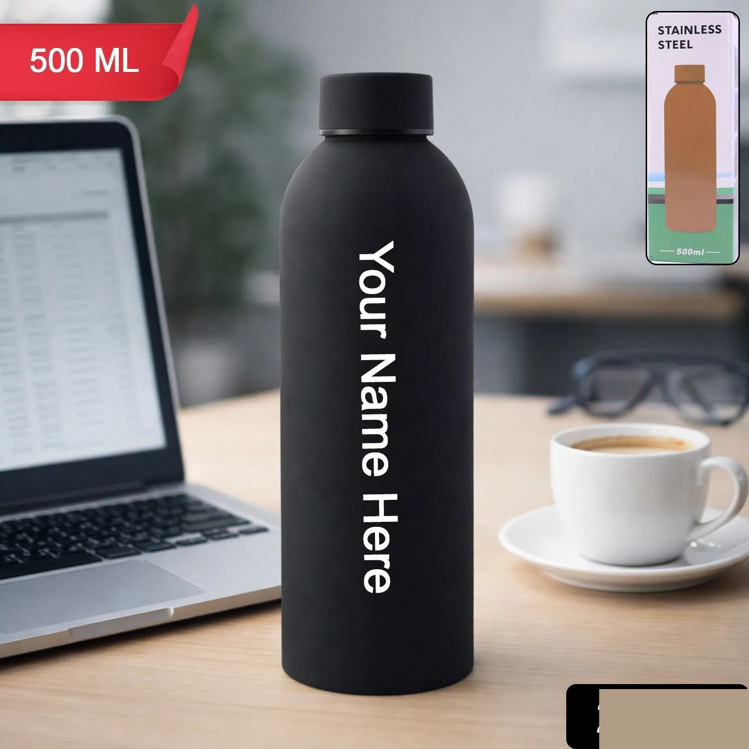 Stainless Steel Vacuum-Insulated Water Bottle – Keeps Drinks Hot & Cold - Detailed Feature View 1