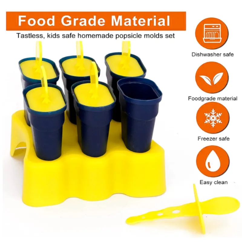 6-Piece Kulfi & Popsicle Mould Set – Reusable Ice Cream Maker Molds for Homemade Kulfi, Ice Pops & Candy(Random Color) - Detailed Feature View 3