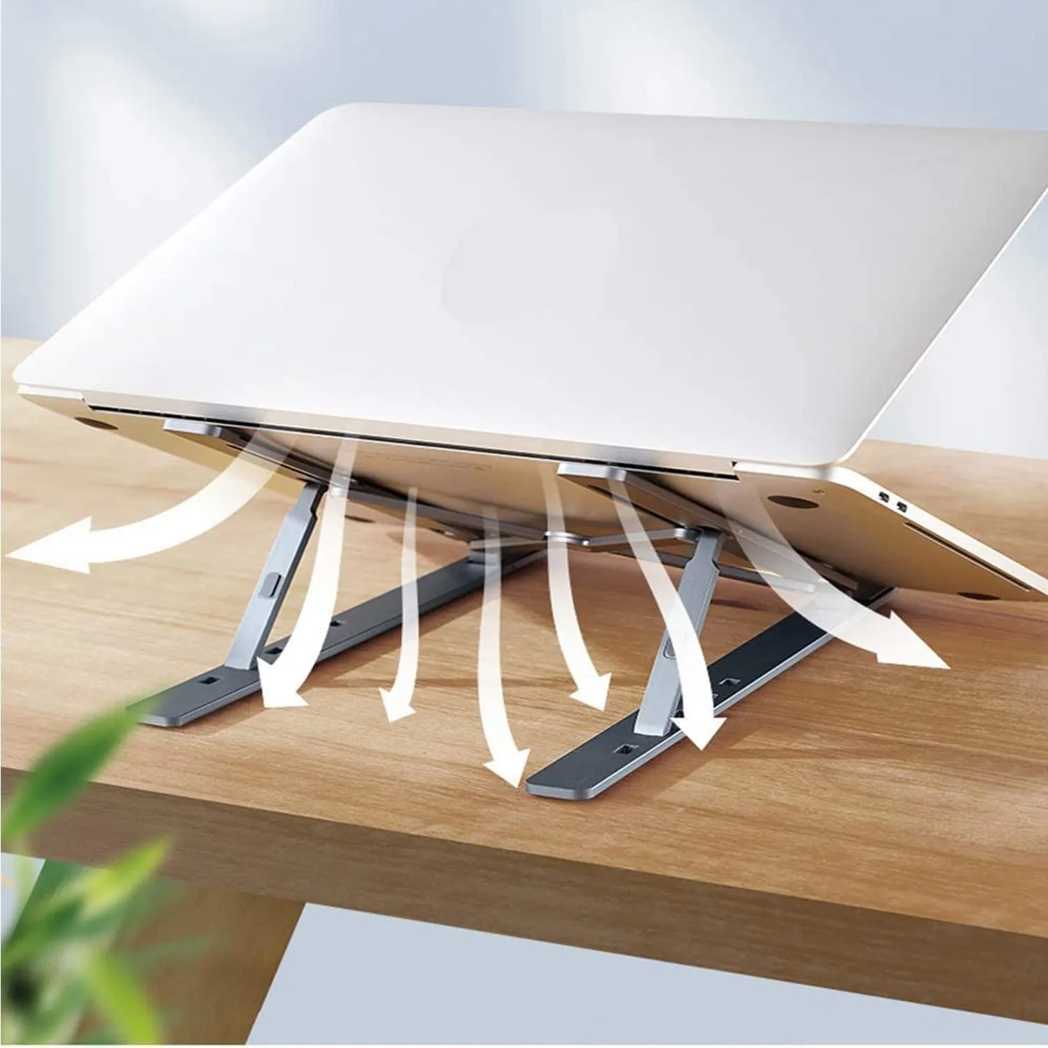 Premium Portable Laptop Stand – 6-Angle Metal Riser for Desk | Wiregenix - Buy Online at Alikart