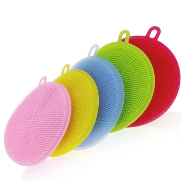 Silicone Dishwashing Scrubber Sponge – Non-Stick Cleaning Brush for Kitchen, Baby Bottles & Household Use (Random color-Pack of 1)
