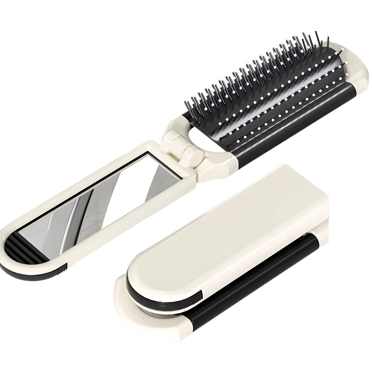 Premium 2 in 1 Folding Travel Hair Brush with Detachable Mirror – Compact Portable Comb with Scalp Massage for Women & Men, Mini Hairbrush for Purse, Gym & Travel (Pack of 1) - Buy Online at Alikart
