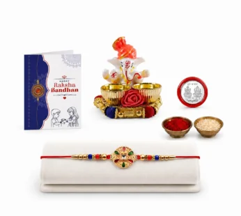 Raksha Bandhan Gift Combo – Ganesha Pooja Thali Set, Pack of 5