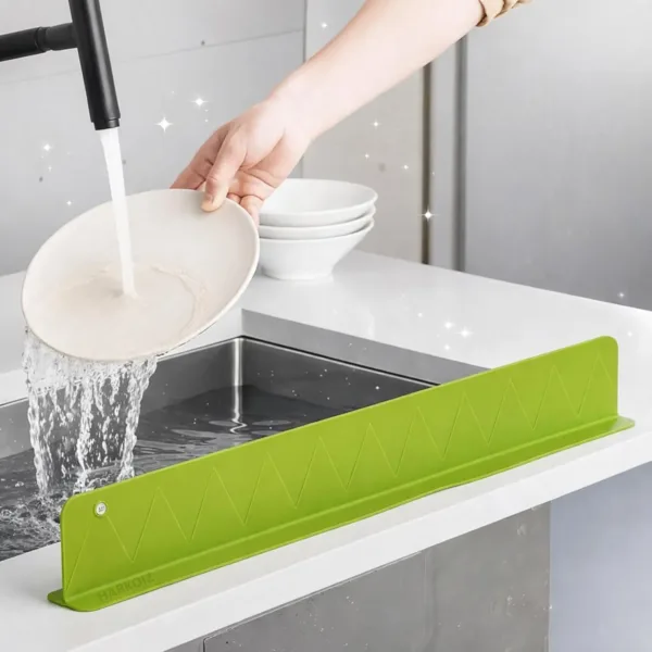 2 Pcs 48 cm Kitchen Sink Splash Guard | Silicone Water Splash Protector for Sink | Anti-Splash Faucet Guard | Flexible & Washable Sink Water