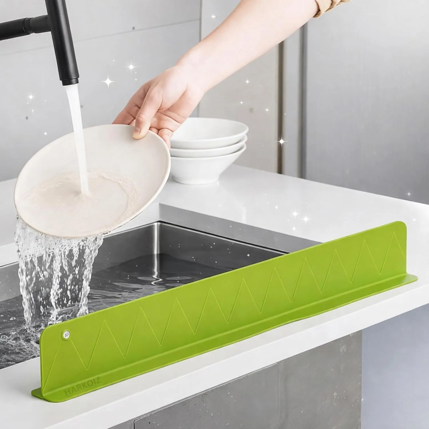 Premium 2 Pcs 48 cm Kitchen Sink Splash Guard | Silicone Water Splash Protector for Sink | Anti-Splash Faucet Guard | Flexible & Washable Sink Water Barrier | Clean Countertop Tool - Buy Online at Alikart