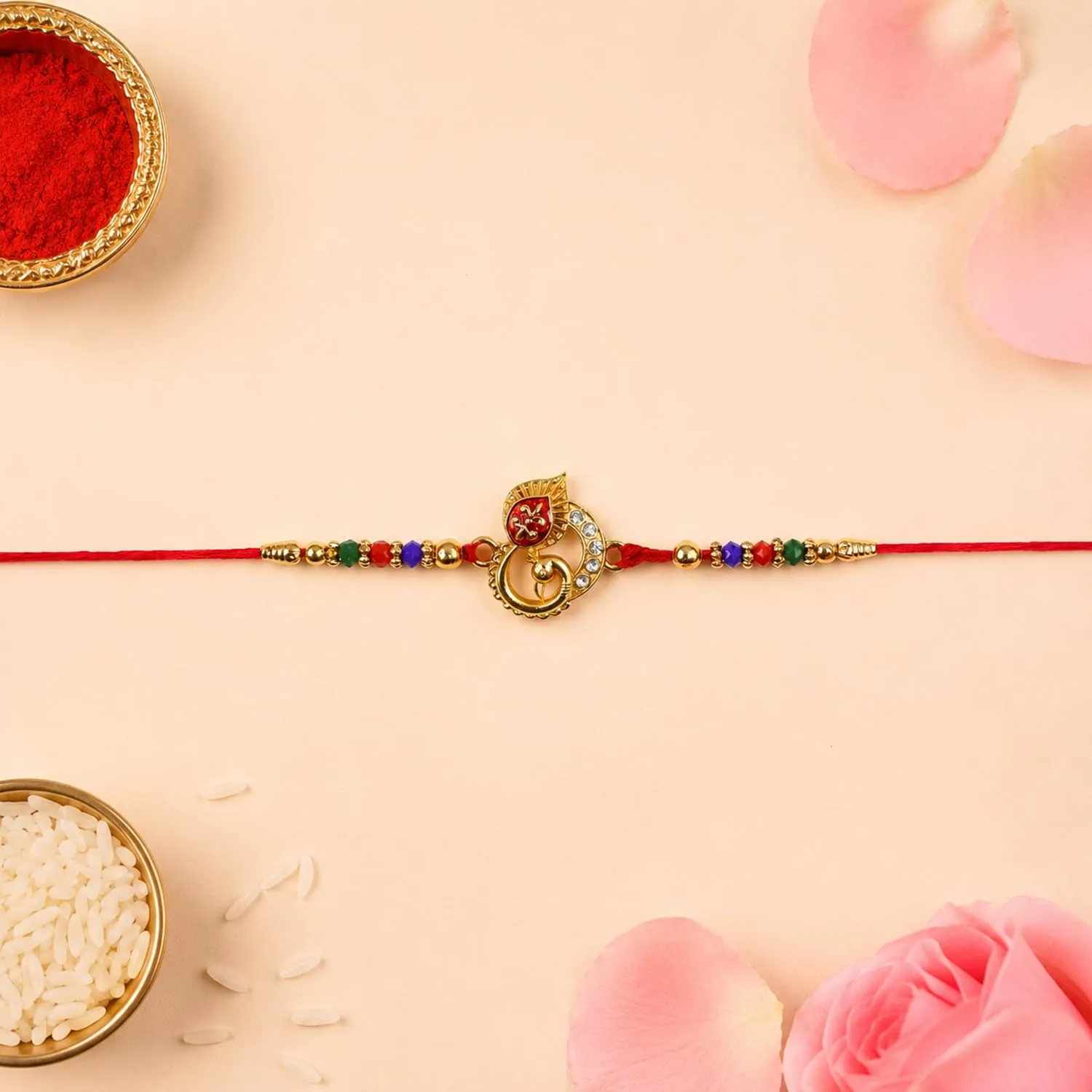 Veera, OM Rakhi for Brother with Pooja Thali - Raksha Bandhan Gift Set, Pack of 7 - Detailed Feature View 6