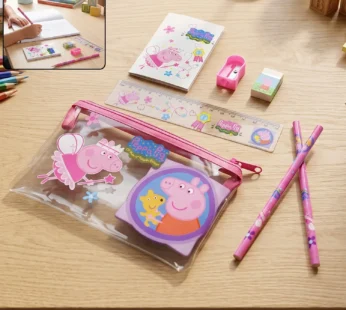 Kids School Stationery Kit with Pencils Eraser Sharpener Ruler Pouch (1 Set)