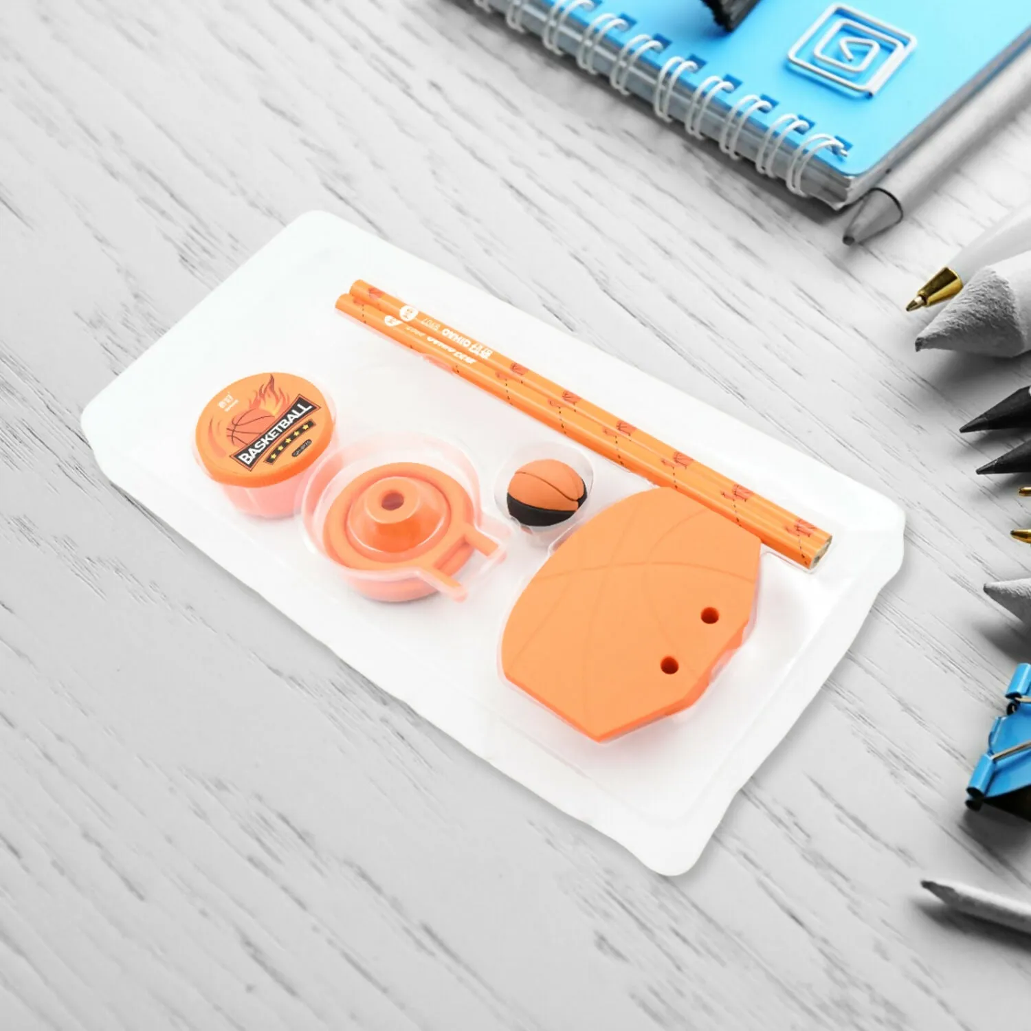 Premium Football & Basketball Stationery Kit Pencil, Sharpener & Eraser (Birthday Gift) - Buy Online at Alikart