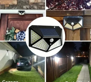 100 LED Solar Wall Lamp with Motion Sensor – High-Brightness Outdoor Security Light with Auto Brightness Control, Waterproof Solar-Powered Garden & Porch Lamp (Pack of 1)