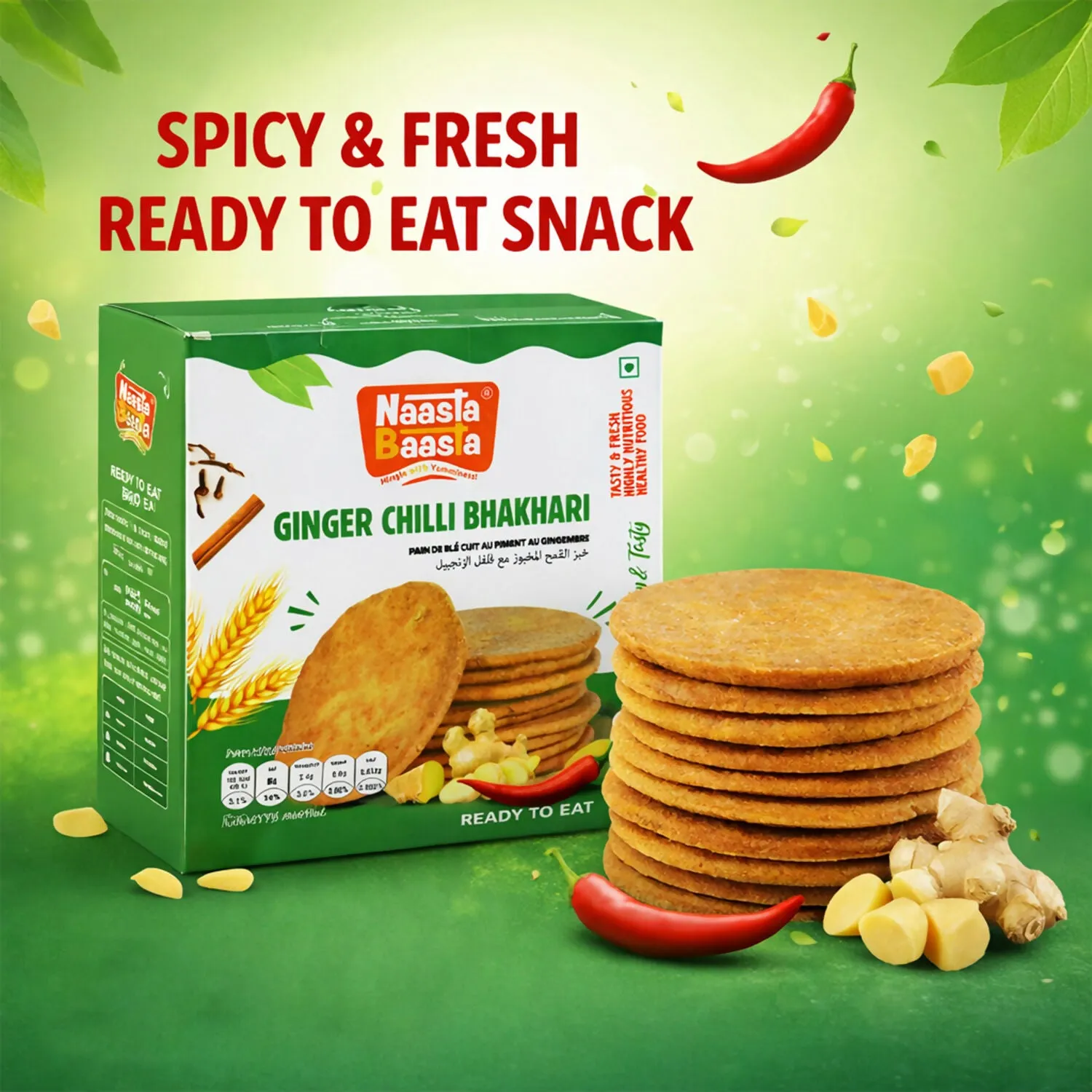 Premium Naasta Baasta Ginger Chilli Bhakhari – Spicy & Crispy Snack (200gm) - Buy Online at Alikart
