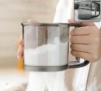 Plastic Flour Sieve Cup – Fine Mesh Filter with Handle for Baking
