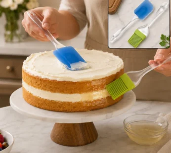 Cake Pastry Brush and Spatula Set, Silicone Baking Brush for Cakes (1 Set)