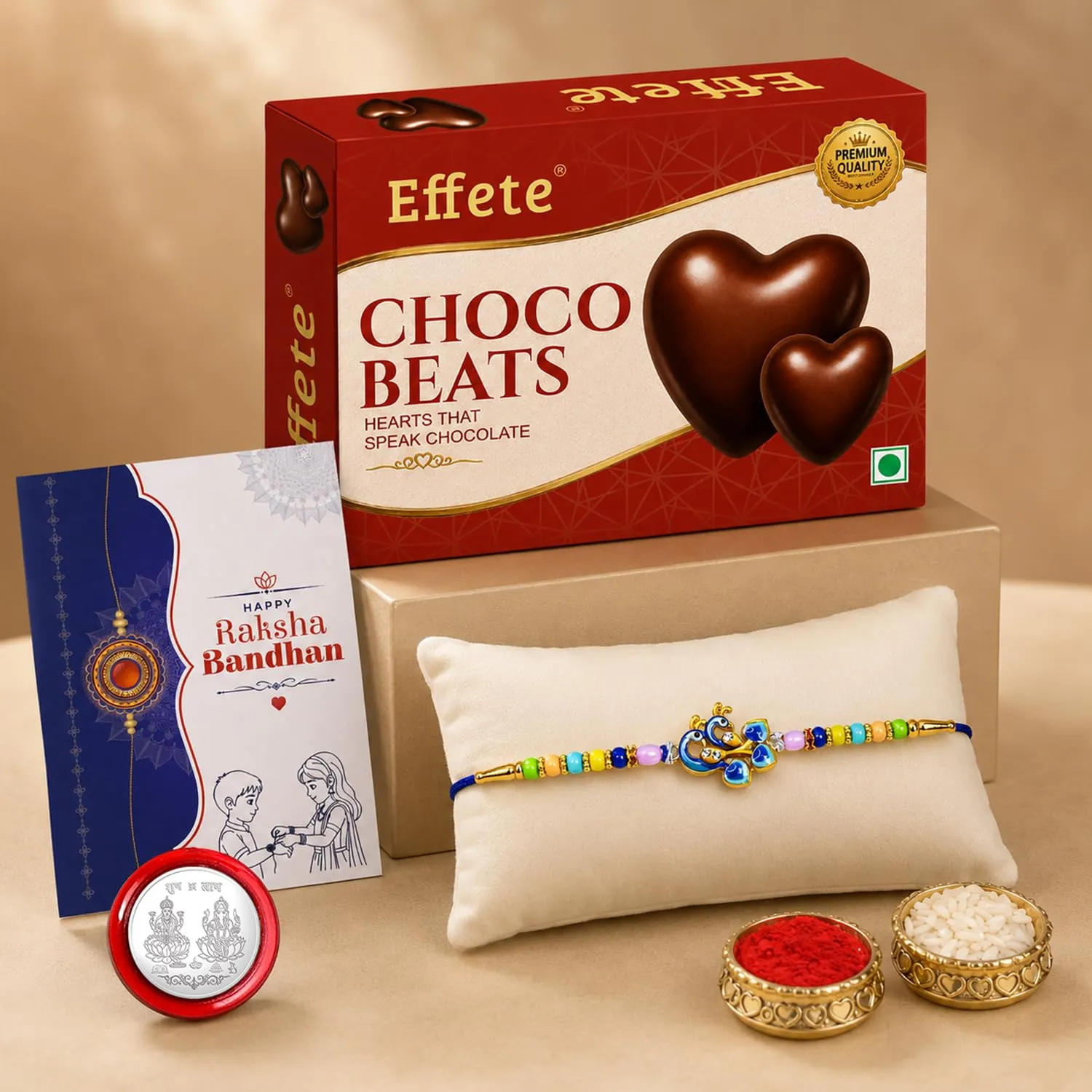 Premium Peacock Rakhi Combo Raksha Bandhan Gift with Chocolates Pack of 5 - Buy Online at Alikart