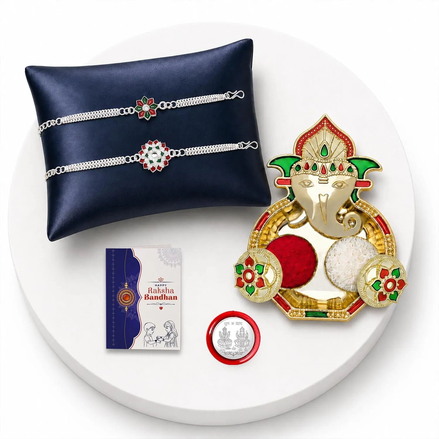 Premium Flower Rakhi for Brother with Pooja Thali - Rakshabandhan Gift Set, Pack of 6 - Buy Online at Alikart