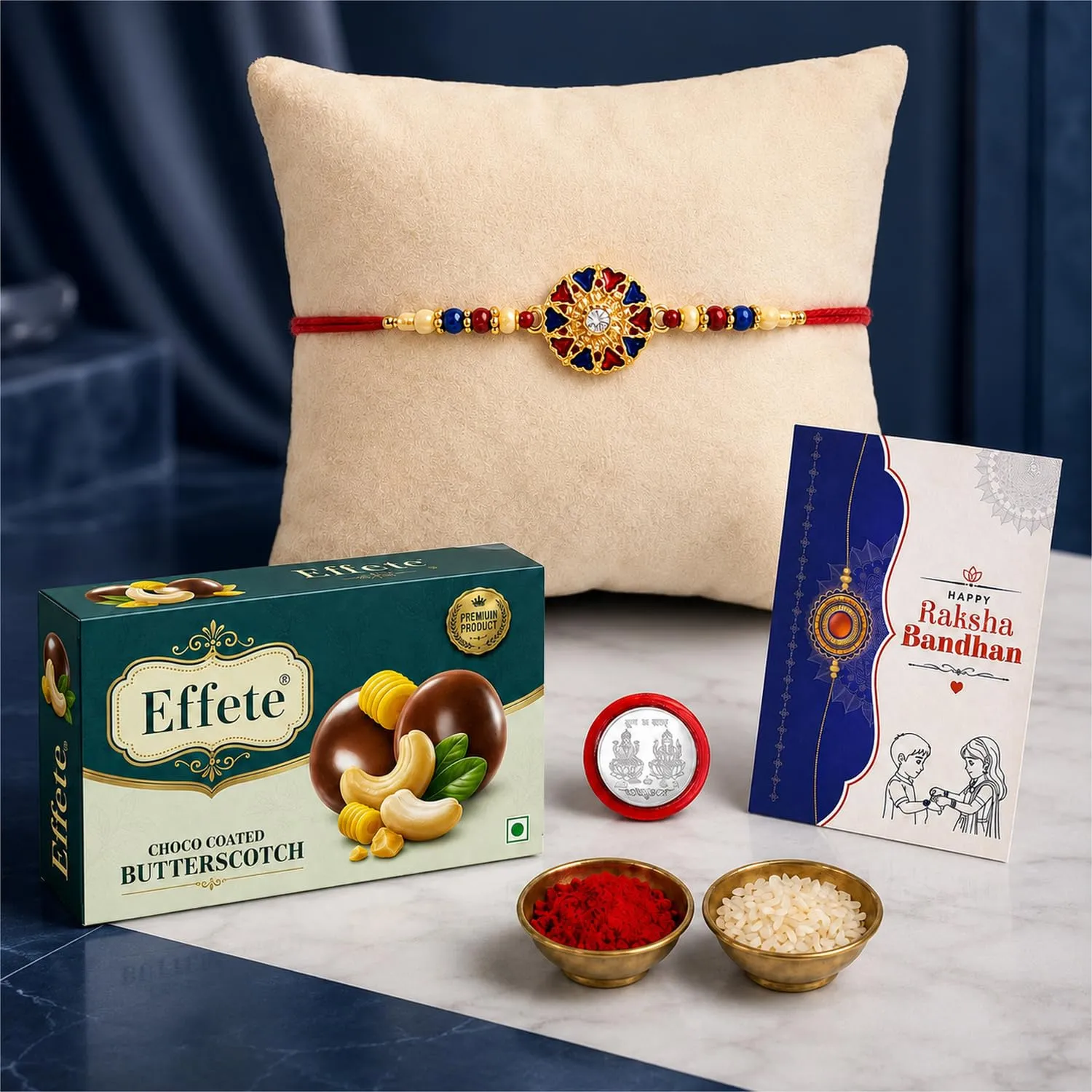 Premium Round Rakhi for Brother with Butter Scotch 32gm - Raksha Bandhan Gift, Pack of 5 - Buy Online at Alikart