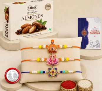 Swami Maharaj Rakhi Combo – Raksha Bandhan Gift with Choco Almonds