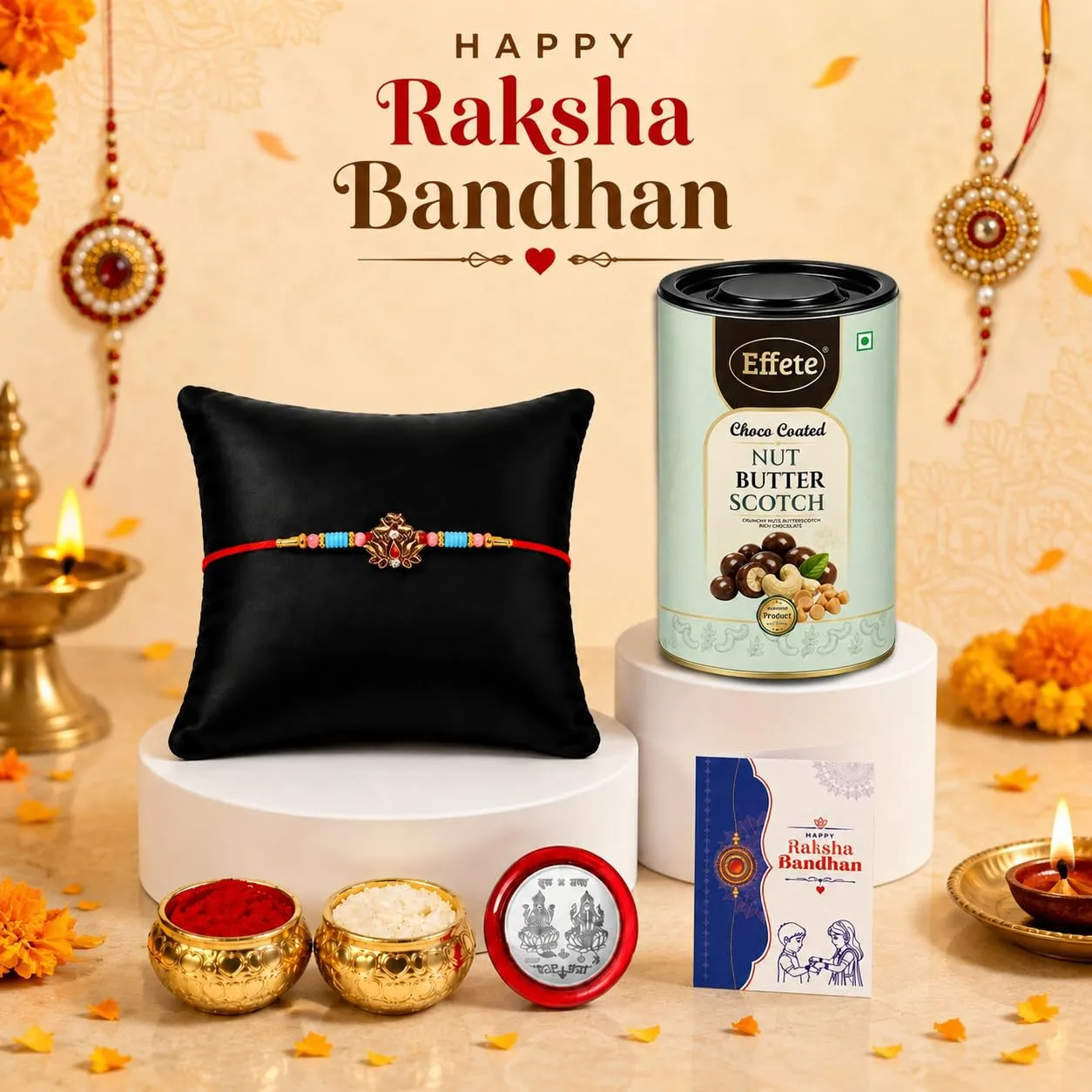 Premium Rakhi with Chocolate for Brother – Festive Flower Combo Set - Buy Online at Alikart