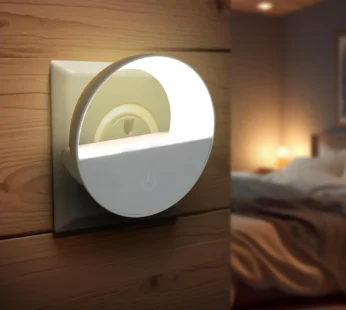Round Night Light – White LED Light ABS Material Night Light for Bedroom