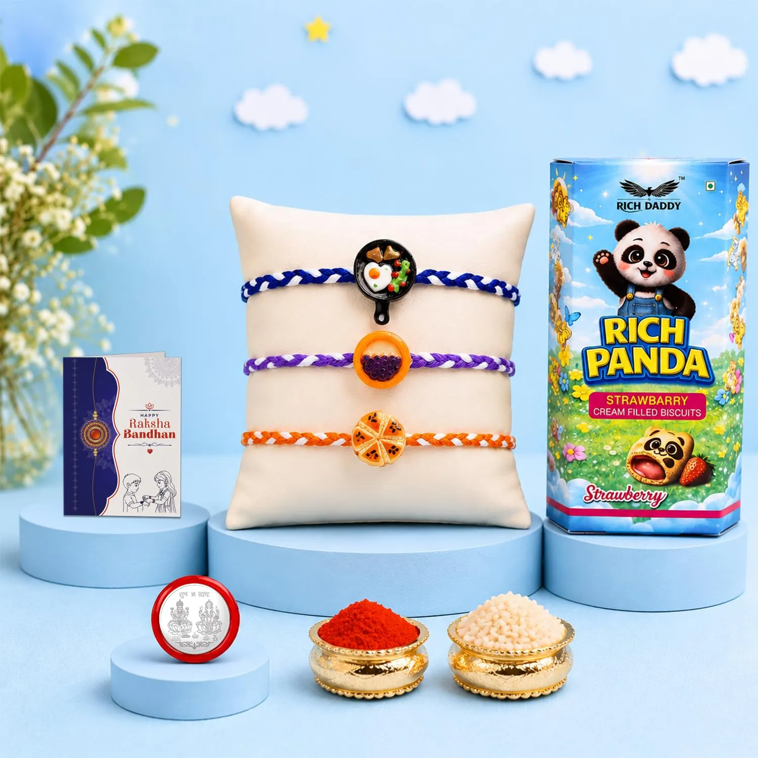 Premium Rakhi for Brother with Biscuit 60gm - Raksha Bandhan Gift Set, Pack of 7 - Buy Online at Alikart