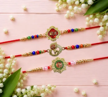 Veera, OM Rakhi for Brother with Pooja Thali – Raksha Bandhan Gift Set, Pack of 7