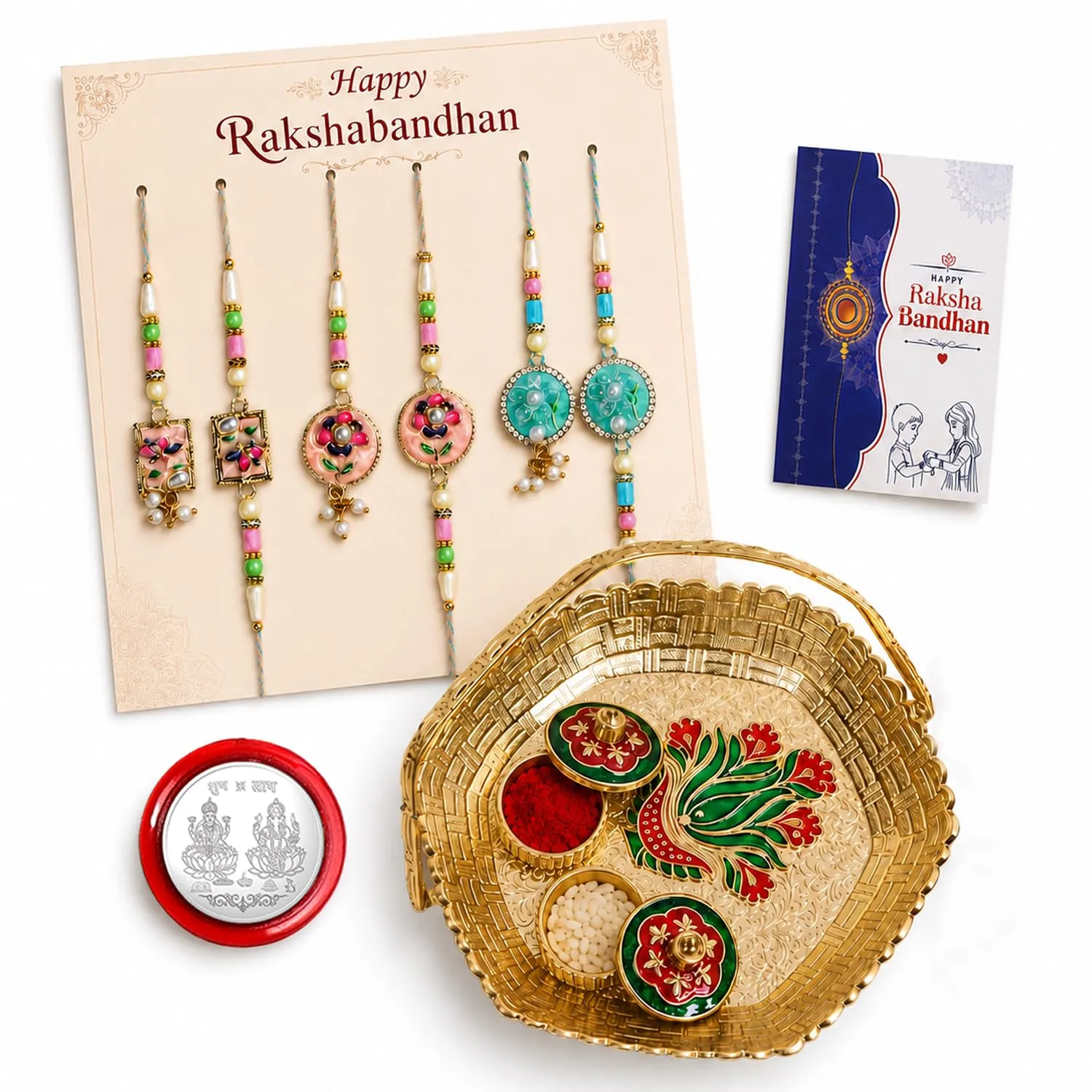 Premium Rakhi for Brother with Topli Pooja Thali - Rakshabandhan Gift Set, Pack of 7 - Buy Online at Alikart
