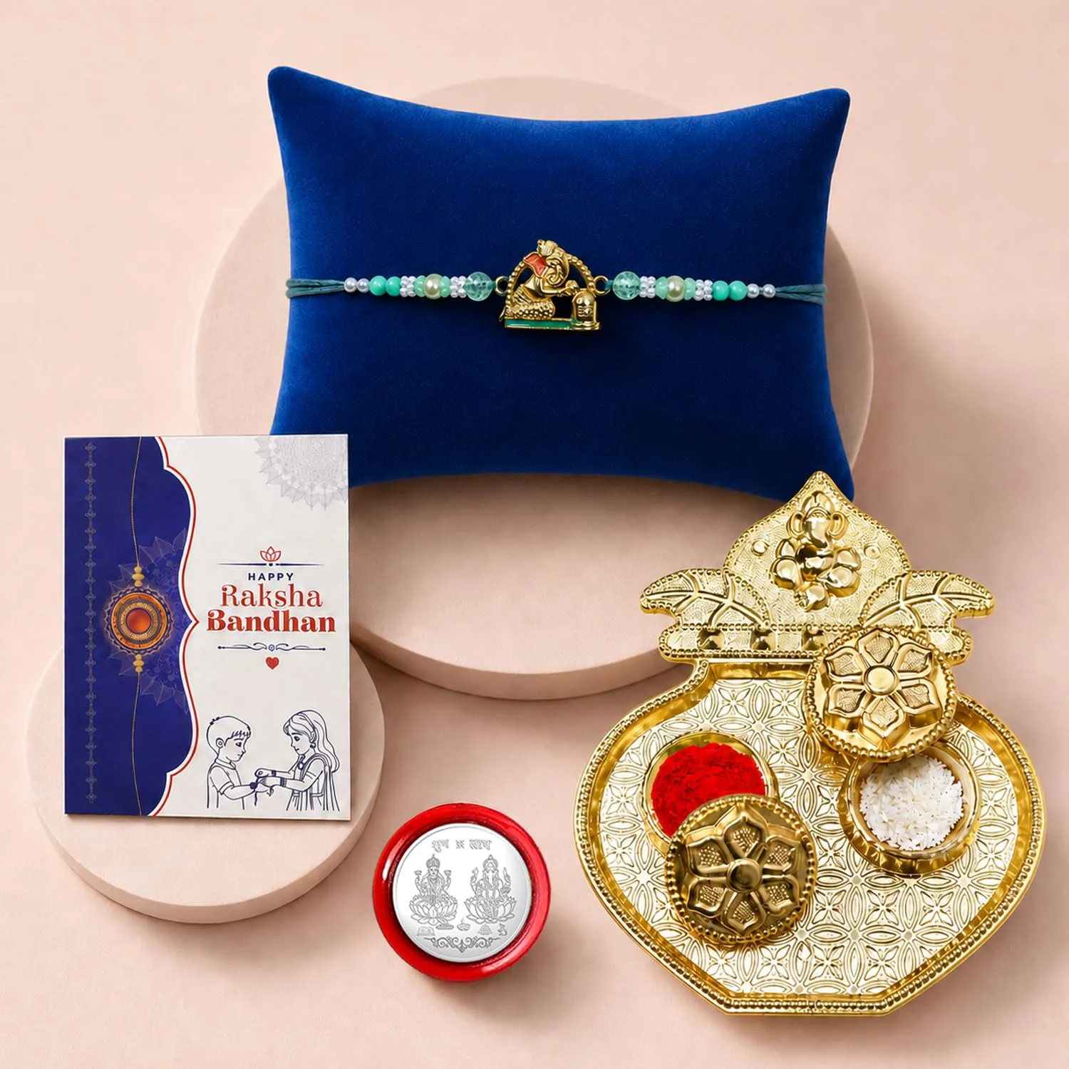 Premium Rakhi Gift Hamper – Ganesh Shivling Rakhi & Pooja Thali Combo - Buy Online at Alikart