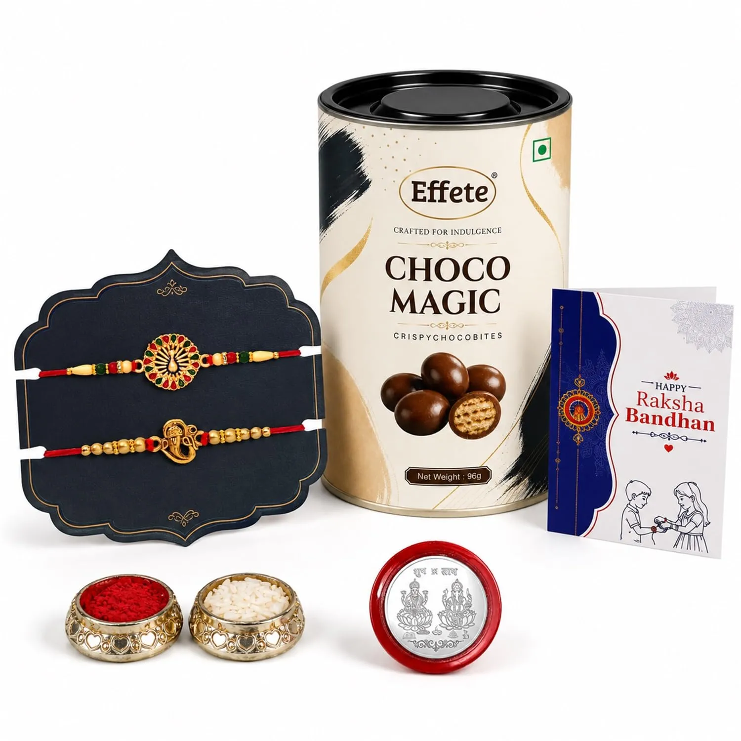 Peacock Rakhi for Brother with Chocolate 96gm - Rakshabandhan Gift Set, Pack of 6 - Detailed Feature View 2