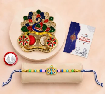 Raksha Bandhan Combo – Peacock Rakhi & Pooja Thali Gift Set