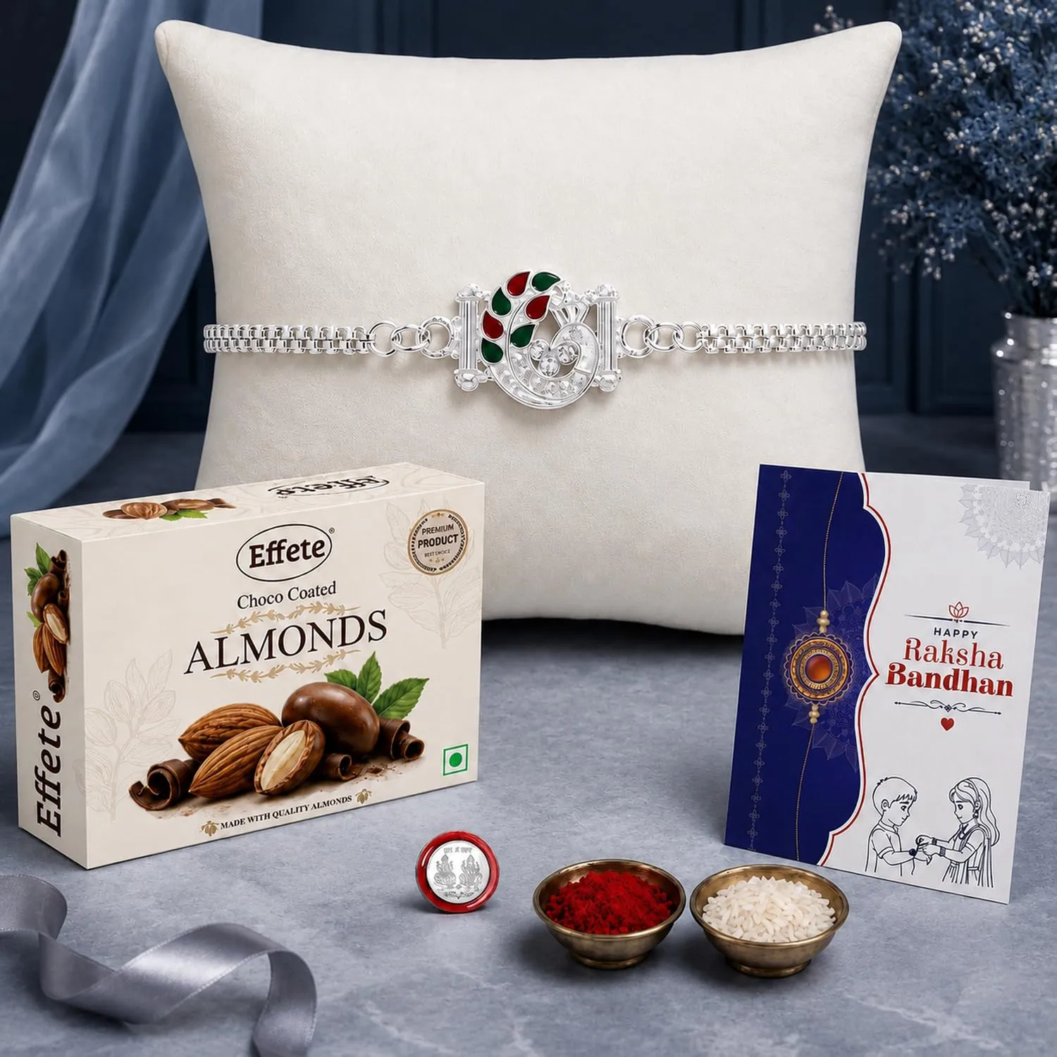 Premium Peacock Rakhi for Brother with Chocolate 32gm - Raksha Bandhan Gift, Pack of 5 - Buy Online at Alikart