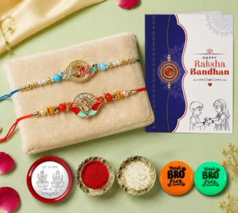 Rakhi Combo for Bhai – Om Rakhi with Decorative Magnets (Pack of 7)