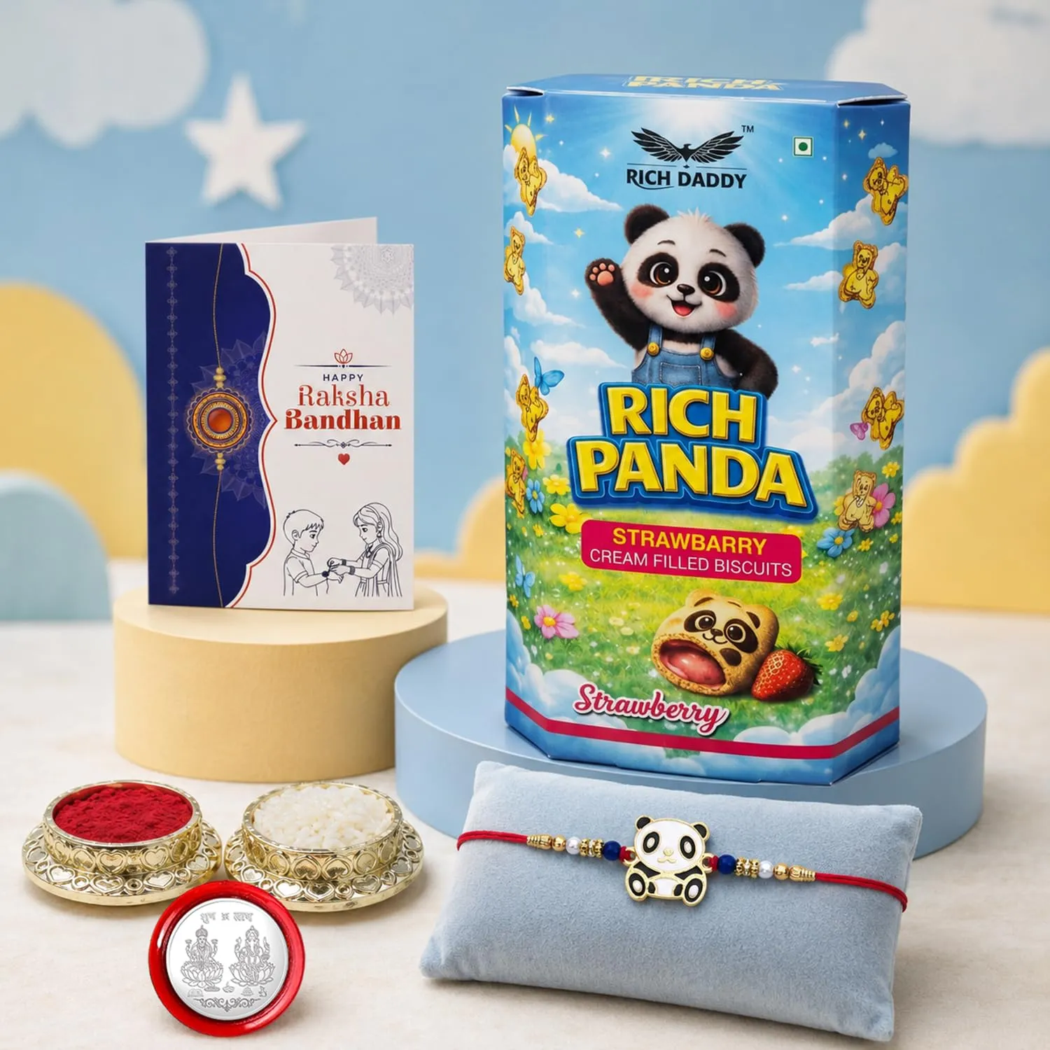 Premium Kids Rakhi for Brother with Biscuit 60gm - Raksha Bandhan Gift Set, Pack of 5 - Buy Online at Alikart