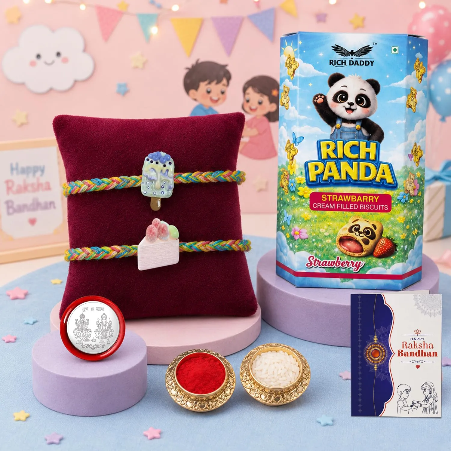 Premium Ice Cream Rakhi for Brother with Biscuit 60gm - Rakshabandhan Gift Set, Pack of 6 - Buy Online at Alikart