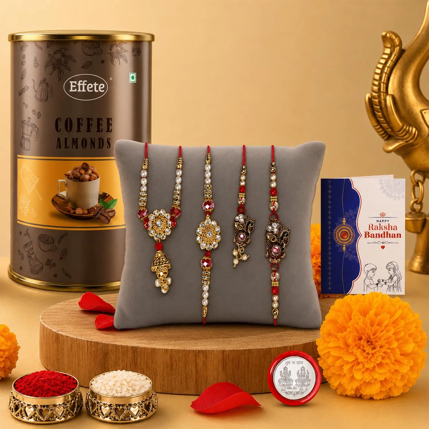 Premium Rakhi Combo for Brother with Coffee Almond Pack of 6 - Buy Online at Alikart