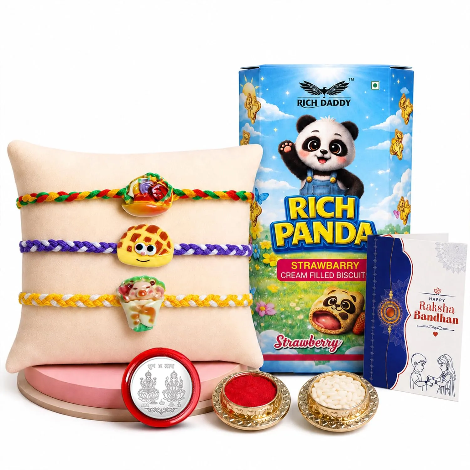 Sweet Rakhi for Brother with Biscuit 60gm - Raksha Bandhan Gift Set, Pack of 7 - Detailed Feature View 2