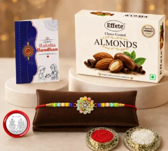 Rakhi Combo for Raksha Bandhan – Spiral Rakhi & Choco Almonds Gift Set
