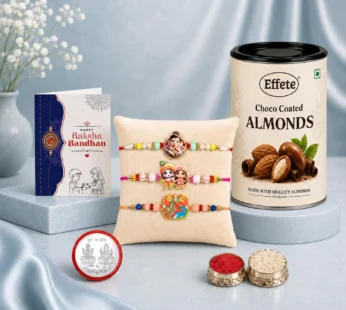 Peacock Rakhi Combo for Raksha Bandhan Gift with Choco Almonds 96gm