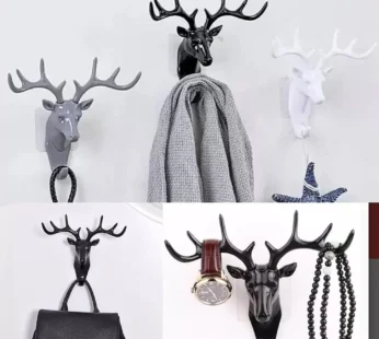 Deer Head Adhesive Wall Hook – Strong Self-Adhesive Decorative Wall Hanger for Keys, Towels, Bags & Clothes (Random Color-Pack of 1)