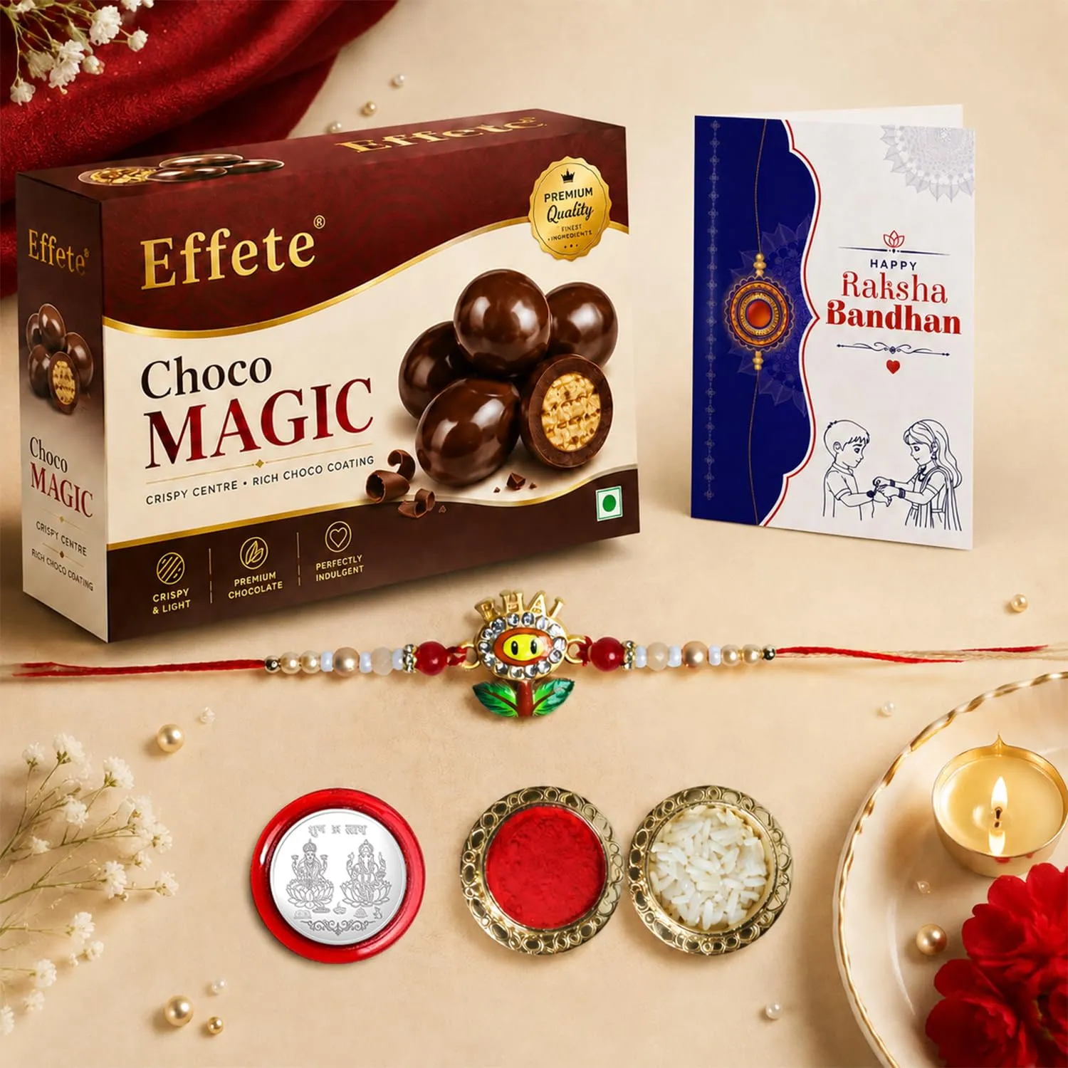 Premium Raksha Bandhan Rakhi Gift Combo – Sunflower Rakhi & Chocolate for Brother - Buy Online at Alikart