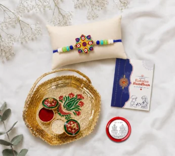 Raksha Bandhan Combo Gift Hamper with Bracelet Rakhi & Pooja Thali