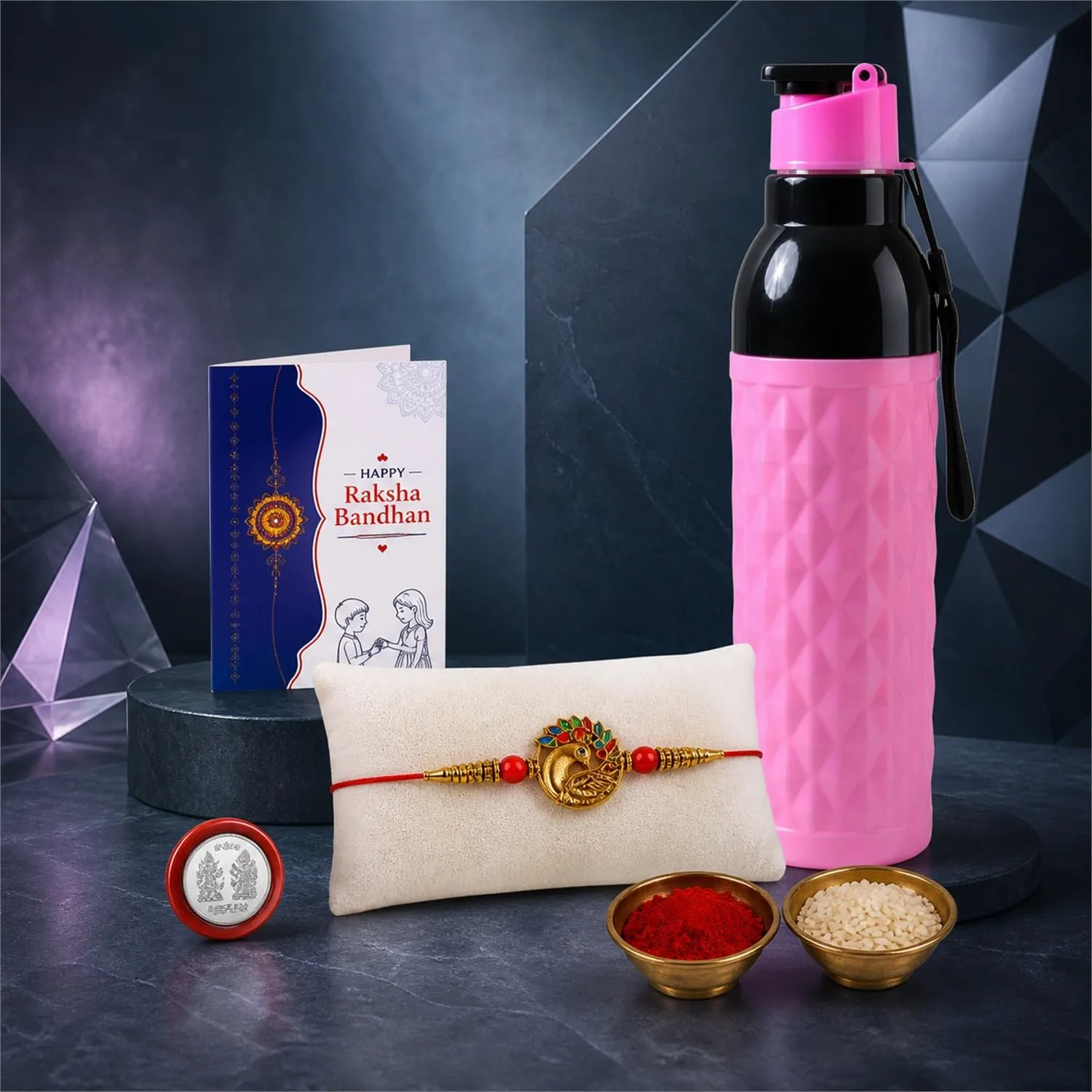 Premium Peacock Rakhi Combo – Raksha Bandhan Gift with Water Bottle 1000ml - Buy Online at Alikart