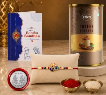 Peacock Multicolor Rakhi Coffee Almond Raksha Bandhan Gift Combo Set