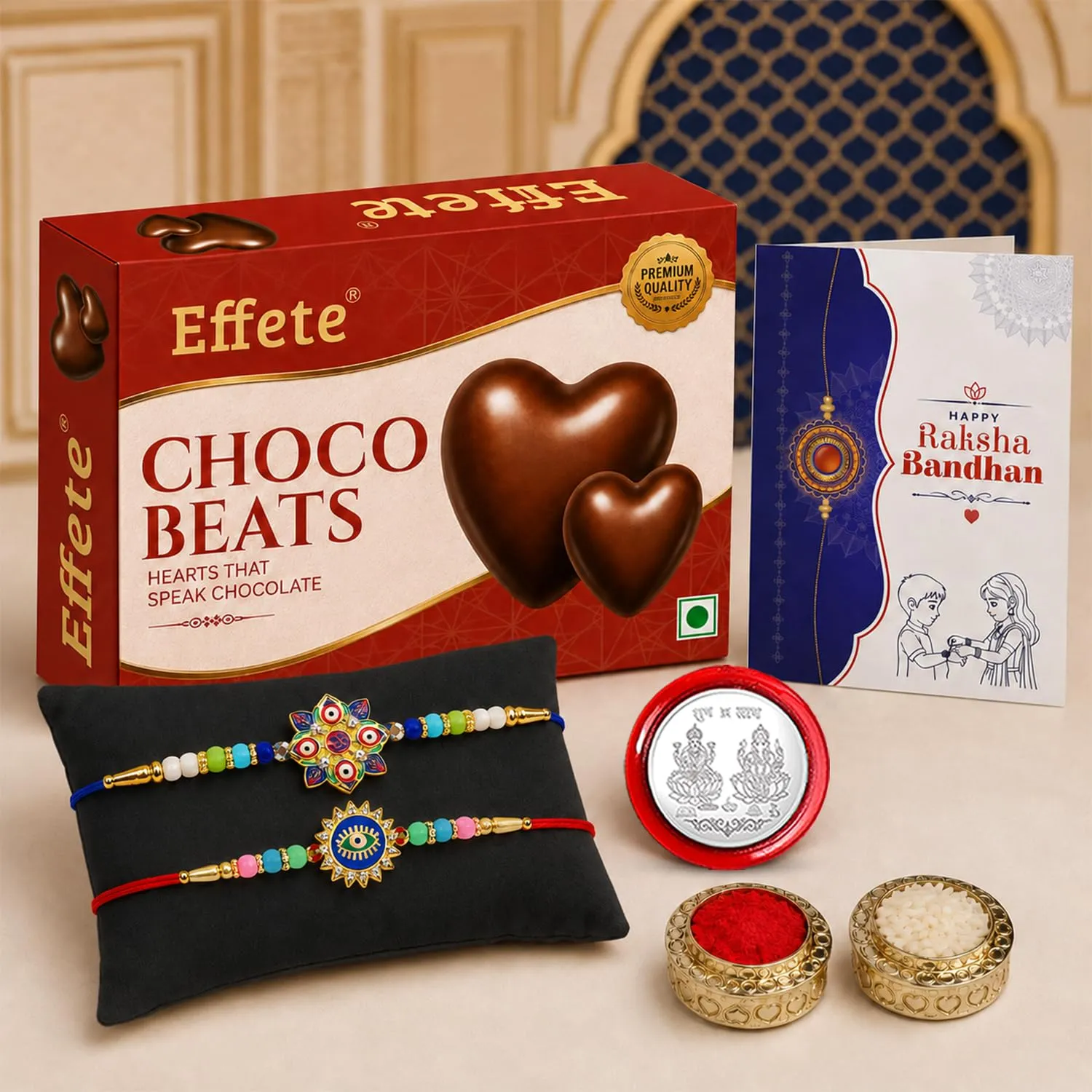 Premium Raksha Bandhan Rakhi Combo – Evil Eye & OM Rakhis with Chocolates - Buy Online at Alikart