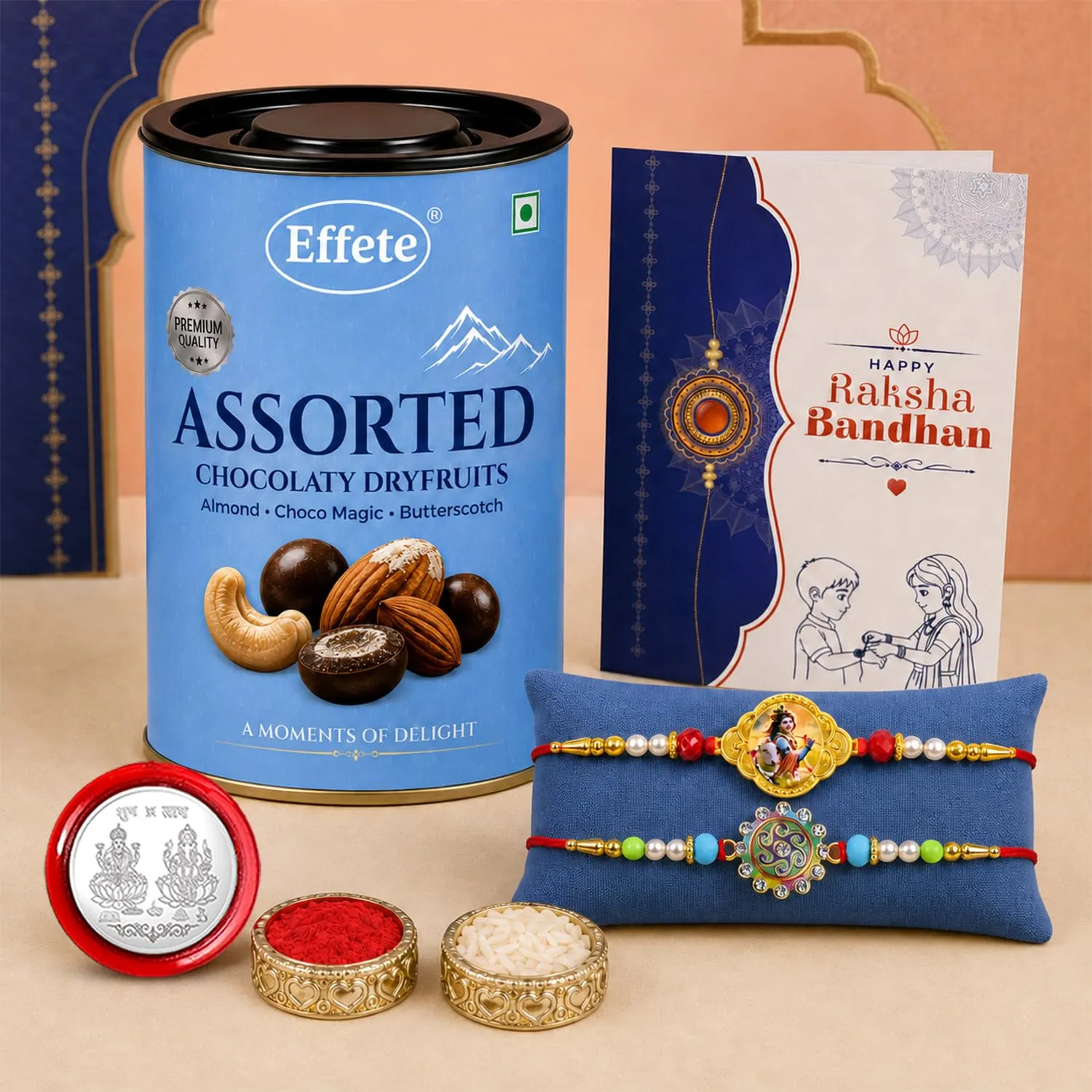 Premium Raksha Bandhan Rakhi Combo – Krishna Round Shape with Assorted Choco 96gm - Buy Online at Alikart