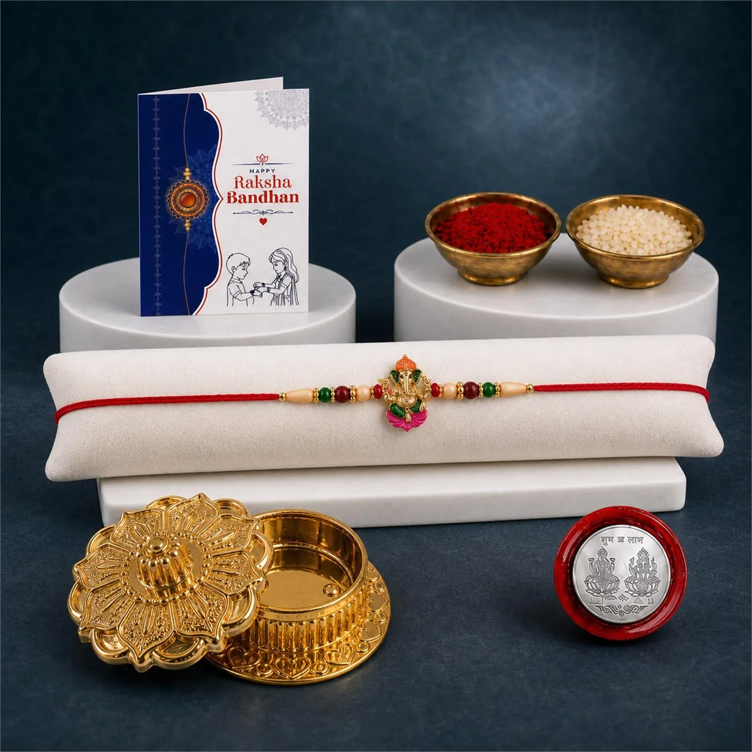 Premium Ganesha Rakhi Combo – Raksha Bandhan Gift Set with Pooja Kankavati - Buy Online at Alikart